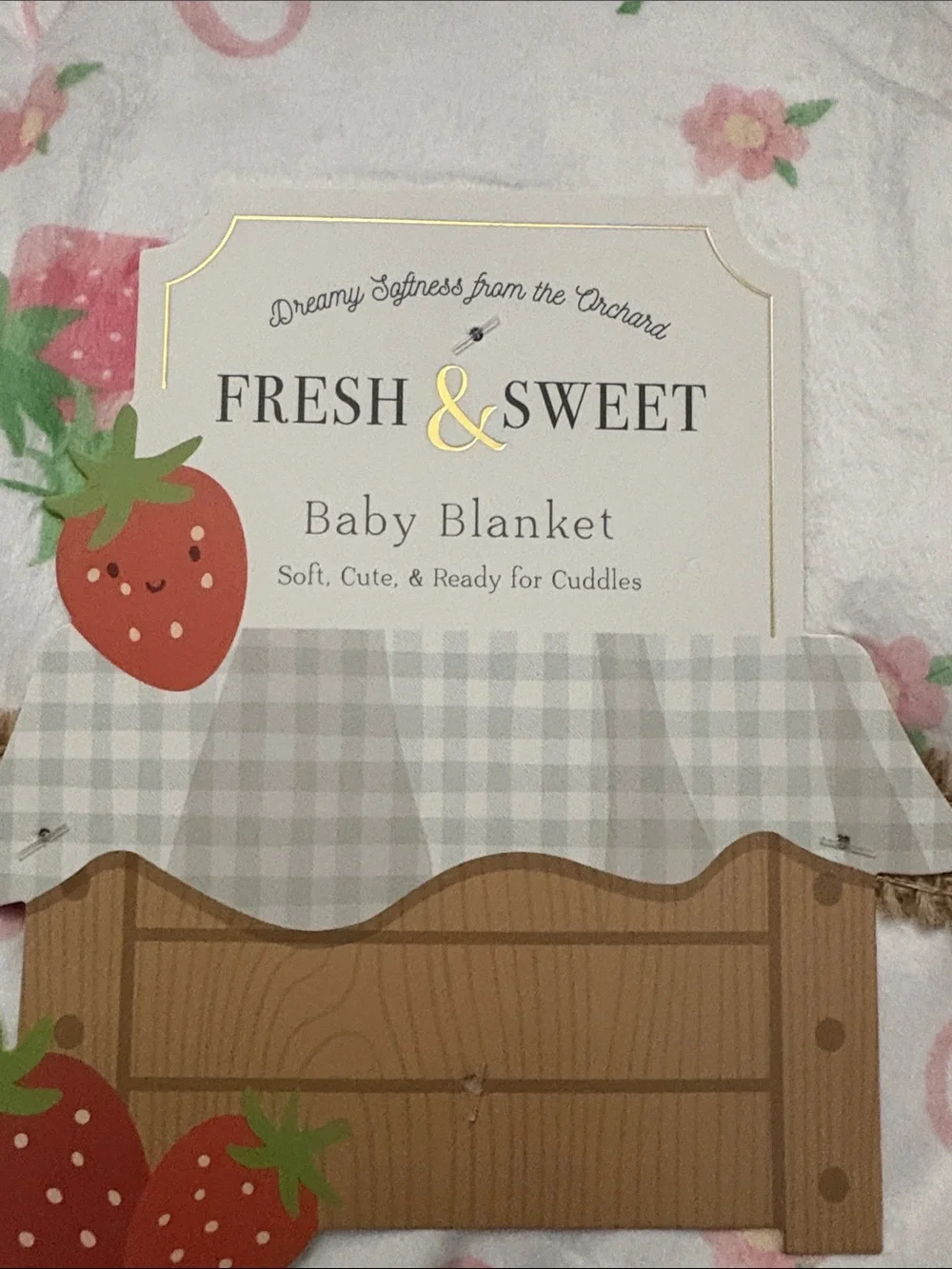 Pink Strawberry Sherpa Baby Blanket